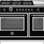 Bertazzoni - 48" Heritage Series range - Dual Fuel self clean oven - 6 brass burners + griddle - Black - Image 1