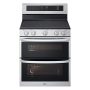 LG - 30-in 7.3 Cu. Ft. Freestanding Double Oven Elec True Convect Smart Range with 5 Elements, Air Fry and UltraHeat 3.2 kW - Stainless Steel - Image 1