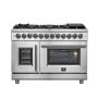 Forno Appliances - Massimo 6.58 cu.ft. Freestanding Double Oven Dual Fuel Convection Range with Steam Cleaning and French Doors - Stainless Steel - Image 1