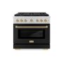 ZLINE - 36 in. Wide 6 Burner Autograph Paramount Gas Range and Gold Accents (SGRZ-BLM-36-G) - White - Image 1
