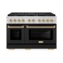 ZLINE - 48 in. Wide 8 Burner Autograph Paramount Double Oven Gas Range and Gold Accents (SGRZ-BLM-48-G) - Satin Steel/White - Image 1