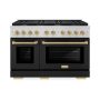 ZLINE - 48 in. Wide 8 Burner Autograph Paramount Double Oven Gas Range and Bronze Accents (SGRZ-BLM-48-CB) - Satin Steel/Black - Image 1