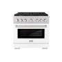 ZLINE - 36 in. Wide 6 Burner Paramount Dual Fuel Range with  Convection Oven (SDR-WM-36) - Satin Steel/White Matte - Image 1