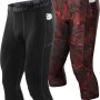 Runhit 3/4 Men's Compression Pants with Pockets,Workout Athletic Tights Leggings Athletic Base Layer Underwear - Image 1