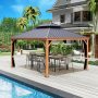 Kozyard 12-ft x 16 Gazebo Brown Gazebo with Hardtop Roof (Screen Included) - Image 1