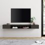 WAMPAT Black Floating TV Stand 70 inch, Wall Mounted Entertainment Center with Storage for 65/70/75 inch TV, Floating Shelf with LED Light for Living Room, Bedroom - Image 1