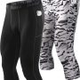 Runhit 3/4 Men's Compression Pants with Pockets,Workout Athletic Tights Leggings Athletic Base Layer Underwear - Image 1