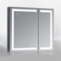 DECADOM LED Mirror Medicine Cabinet Recessed or Surface, Dimmer, Clock, Room Temp Display, Dual Outlets (Duna 36x32) - Image 1