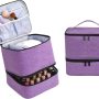 Nail Polish Carrying Case Bag-Holds 30 Bottles, Double-Layer Nail Polish Storage and Nail Dryer Case (Green) - Image 1