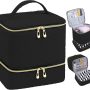 Nail Polish Carrying Case Bag-Holds 30 Bottles, Double-Layer Nail Polish Storage and Nail Dryer Case (Green) - Image 1