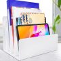 Carooyac 2PCS 4 Sections Acrylic File Organizer for Desk, White Acrylic File Holder Sorter for Office Supplies, Acrylic Desk Organizer and Accessories for File Folder Mail Letter Paper Electronics - Image 1