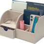 UnionBasic Desk Organizer, Multi-functional Leather Desktop Office Organizer, Pen Holder - Business Card/Pen/Pencil/Mobile Phone/Stationery Holder Storage Box, Beige - Image 1