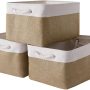 Sacyic Storage Baskets 12x8x5 inch 10 Pack Fabric Baskets Foldable Storage Bins Decorative Baskets Cloth Storage Baskets Storage Foldable Storage Bin with Rope - Image 1