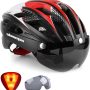 Shinmax Bike Helmet, CPSC/CPC Bike Helmet for Adult Men Women with Magnetic Goggles&Led Back Light Cycling Helmet Adjustable SM-T69 - Image 1