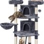 Yaheetech 68.5in Multi-Level Large Cat Condo with Sisal-Covered Platforms Scratching Board & Scratching Posts, Cozy Perches, Stable Cat Tower/Tree Pet Play House, Dark Gray - Image 1