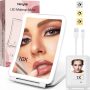 10X/1X Magnification Lighted Makeup Mirror with Lights, Rechargeable Magnifying Mirror with 80LED&2000mAh Battery, Portable Travel Vanity Mirror with 3 Colors Dimmable Lighting, Travel Essentials - Image 1