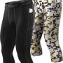 Runhit 3/4 Men's Compression Pants with Pockets,Workout Athletic Tights Leggings Athletic Base Layer Underwear - Image 1
