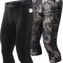 Runhit 3/4 Men's Compression Pants with Pockets,Workout Athletic Tights Leggings Athletic Base Layer Underwear - Image 1