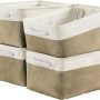 TcaFmac Small Storage Baskets [6 Pack] - Navy Blue Rectangular Storage Bins with Blue Stripes - Image 1