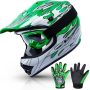 TCMT Dot Youth & Kids Motocross Offroad Street Helmet Full Face Motorcycle Youth ATV Helmet Dirt Bike Motocross ATV Helmet+Gloves+Goggles Rose Red-S - Image 1