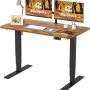 MAIDESITE Standing Desk, Height Adjustable Desk Electric Sit Stand Desk 48 x 24 Inches with Whole Piece Board Home Office Desks (3 Stages White Frame + Oak Top) - Image 1