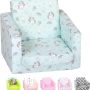 DELSIT Toddler Couch & Kids Sofa - European Made Children's 2 in 1 Flip Open Foam Double Sofa - Kids Folding Sofa, Toddler Sofa Bed - Comfy fold Out Lounge (Cosmos) - Image 1