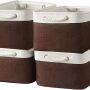 Sacyic Storage Baskets 12x8x5 inch 10 Pack Fabric Baskets Foldable Storage Bins Decorative Baskets Cloth Storage Baskets Storage Foldable Storage Bin with Rope - Image 1