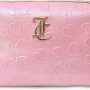 Juicy Couture Women's Cosmetics Bag - Travel Makeup and Toiletries Clutch Wedge Pouch, Pink Pressed - Image 1