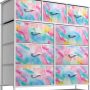 Sorbus Dresser with 8 Drawers - Furniture Storage Chest for Kid’s, Teens, Bedroom, Nursery, Playroom, Clothes, Toys - Steel Frame, Wood Top, Fabric Bins (Tie-dye Purple) - Image 1