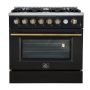 Forno Appliances - 36 in. Wide 6 Burner Marco 5.36 Cu. Ft. Freestanding Gas Convection Range with Hidden Bake Element - Black - Image 1
