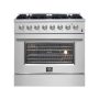 Forno Appliances - 36 in. Wide 6 Burner Marco 5.36 Cu. Ft. Freestanding Dual Fuel Convection Range with Dual Ring Burner - Silver - Image 1