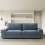 88.58" Linen Three-seat Sofa with Solid Wood Frame, Living Room Chair, Couch for Small Spaces, Removable Back Cushion and Easy Tool, Blue - Image 1
