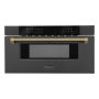 ZLINE - Autograph 30 in. 1.2 cu. ft. Built-in Microwave Drawer and Polished Gold Helix Handle - Black Stainless Steel - Image 1