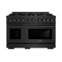 ZLINE - 48" Select Double Oven Dual Fuel Range with 8 Brass Burners (HDRB-BR-48) - Black Stainless Steel - Image 1