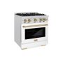 ZLINE - Autograph 30 in. 4.2 cu. ft. Freestanding Select Satin Steel Gas Range w/ White Door & Bronze Accents - Satin Stainless Steel - Image 1