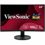 ViewSonic - VA2416C 24 Inch Full HD 1080p Frameless Curved Monitor with Variable Refresh Rate, Eye Care, HDMI, and Display - Black - Image 1