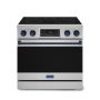 36 in. Wide 5 Elements Gordon Ramsay Series by Thor Kitchen 6.0 Cu.Ft Freestanding Electric Range with Navy Blue Handles - Stainless Steel - Image 1