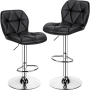 Alden Design Adjustable Counter-Height Faux Leather Modern Bar stools, Set of 2, White - Image 1