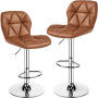 Alden Design Adjustable Counter-Height Faux Leather Modern Bar stools, Set of 2, White - Image 1