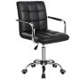 Alden Design Modern Faux Leather Adjustable Swivel Office Chair with Wheels, Espresso - Image 1