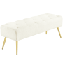 Alden Design Modern Ottoman Velvet Footstool Bench for Bedroom, Pink - Image 1