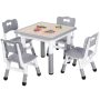 Arlopu Kids Table and 4 Chairs Set, Height Adjustable & Non-Slip Legs, Toddlers 5pcs Activity Table Set for Daycare, Classroom, Home, Gray - Image 1
