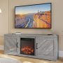 BELLEZE 58" Farmhouse TV Stand Media Entertainment Center For TVs up to 65" with 18" Fireplace - Hilo (Gray Wash) - Image 1