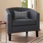 BELLEZE Modern Tub Barrel Linen Accent Chair - Kyara (Gray) - Image 1