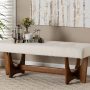 Baxton Studio Theo Japandi Cream Boucle Fabric and Walnut Brown Finished Wood Bench - Image 1