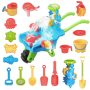 Beefunni Beach Toys, Sand Toys for Toddlers 3 4 5 6+, Beach Toy Trolley Car with Bucket, Animal Molds,Dumper Truck Summer Outdoor Water Toys for Kids, Birthday Gift for Boys Girls - Image 1