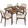Best Choice Products 5-Piece Compact Wooden Mid-Century Modern Dining Set w/ 4 Chairs, Padded Seat & Back - Walnut/Cream - Image 1