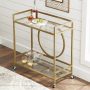 Better Homes & Gardens Nola Mid-Century Metal & Glass Bar Cart, Gold Finish - Image 1