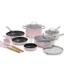 Blue Diamond Healthy Ceramic and Dishwasher Safe 12-Piece Pots and Pans Cookware Set, Pink - Image 1