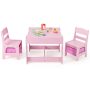 Costway 3 in 1 Wood Activity Table Chair Set w/Storage Box Pink - Image 1